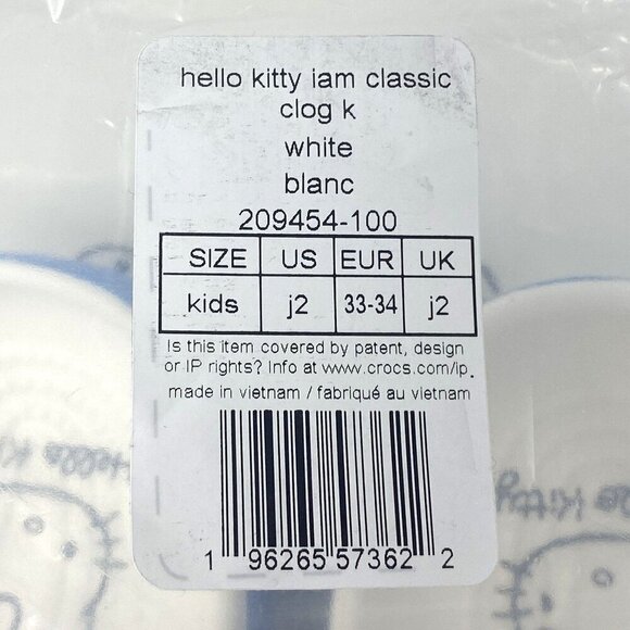 Crocs Kids' Hello Kitty Classic Clog White Red Bow Big Kid Various Sizes J1/ J2 - Picture 10 of 10